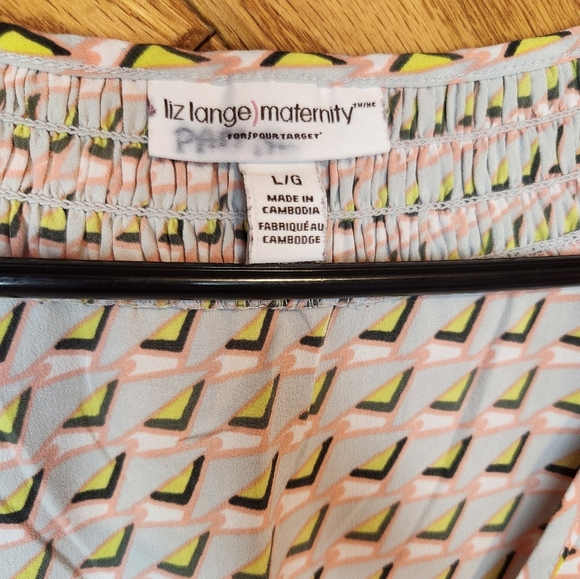 Liz Lange maternity gray and pink geometric triangle pattern large summer Dress - Picture 4 of 12